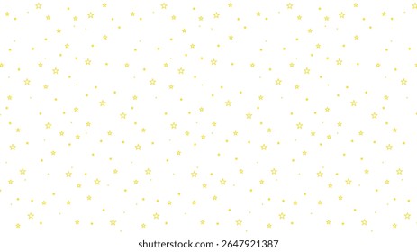 Seamless yellow star outline pattern on white background. Cute celestial vector for kids wallpaper, baby shower design, fabric print, wrapping paper, scrapbooking, and nursery decoration.