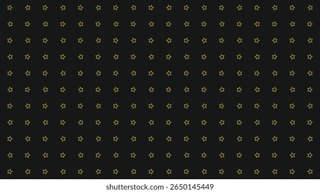 Seamless yellow star outline pattern on black background, perfect for kids designs, festive wrapping paper, digital scrapbooking, or holiday decorations.