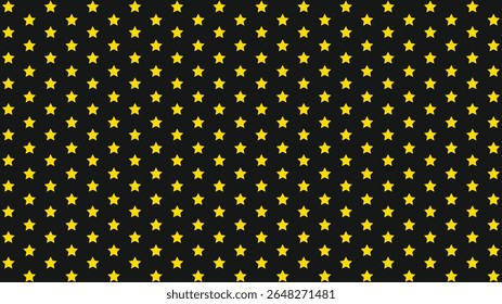Seamless yellow star pattern on black background, perfect for kids design, wallpapers, wrapping paper, textiles, and digital projects. Fun, bright, and modern celestial theme vector.