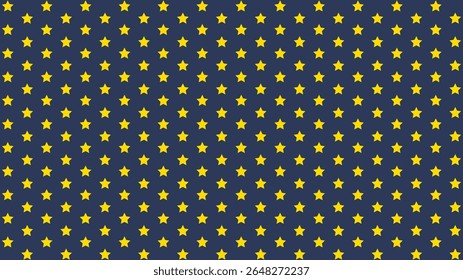 Seamless yellow star pattern on dark blue background. Ideal for kids room decor, wrapping paper, fabric, party themes, cartoon design, and space-themed digital backgrounds.