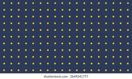 Seamless yellow star pattern on dark blue background. Perfect for night sky design, baby nursery, kids wallpaper, celebration wrapping paper, cartoon theme, and magical decoration.