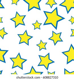 Seamless Yellow Stars On White Background Stock Vector (Royalty Free ...