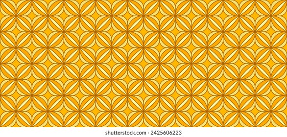 Patrón de azulejos amarillos sin costuras. Papel pintado decorativo de mosaico de cerámica. Decoración geométrica abstracta repetida para el piso, la pared, la cocina, el baño, la impresión. Fondo naranja ornamental simple. Textura vectorial