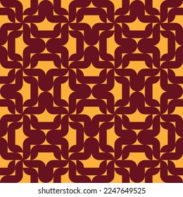 seamless yellow victorian geometric pattern with red mosaic ornament