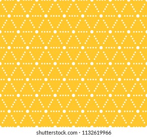 Seamless yellow and white dotted hexagonal perforated textile pattern vector