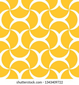 Seamless yellow and white op art ornate optical illusion pattern vector
