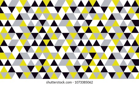 Seamless Yellow Wtite Black and Grey Triangle Pattern. Vector Background. Geometric Abstract Texture.