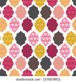 Seamless yellow-pink Moroccan pattern background vector.