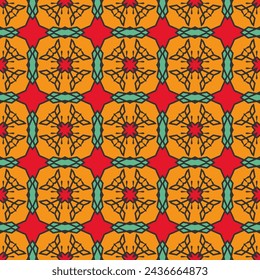 Seamless yellow-red pattern with a simple ornament. Vector illustration