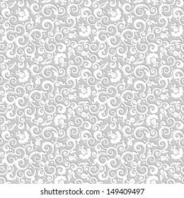 Seamless (you see 4 tiles) elegant floral background, shades of gray, no gradients, easy to recolor ( for high res JPEG or TIFF see image 149409494 )