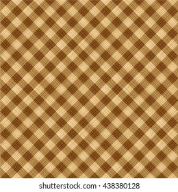 Seamless (you see 4 tiles) tan and brown diagonal gingham fabric cloth, pattern, swatch, background, texture or wallpaper. 
