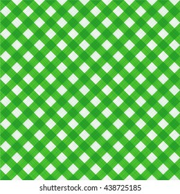 Seamless (you see 4 tiles) natural green colors diagonal gingham fabric cloth, pattern, swatch, background, texture or wallpaper. 
