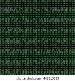 Seamless (you see 4 tiles) binary code retro green and black abstract pattern background
