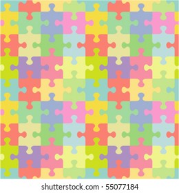 Seamless (you See 4 Tiles) Vector Jigsaw Puzzle Pattern (print, Background, Wallpaper, Swatch)