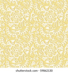 Seamless (you see 4 tiles) vector decorative pattern or background - vintage style floral scrolls and swirls ( for high res JPEG or TIFF see image 59862133 )
