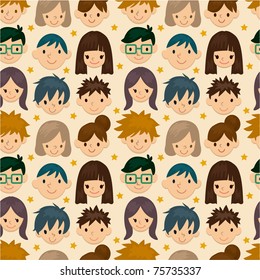 seamless young people face pattern