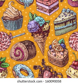 Seamless yummy cake pattern