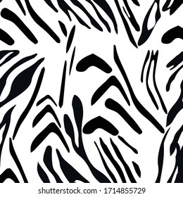 Seamless Zebra Animal Skin local style Pattern in Vector Black And White Abstract Zigzag illustration