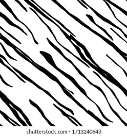 Seamless Zebra Animal Skin Pattern in Vector Black And White Abstract Zigzag illustration
