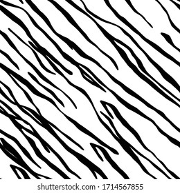 Seamless Zebra Animal Skin Pattern in Vector Black And White Abstract  illustration