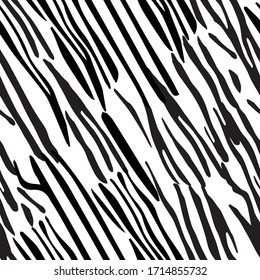 Seamless Zebra Animal Skin Pattern in Vector Black And White Abstract Zigzag illustration