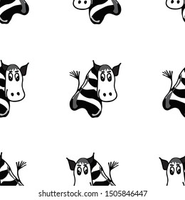 Seamless zebra cub background. Cartoon flat style hand drawn. Wild african savannah. Design for wrapping paper, fabric, wallpaper. Vector illustration