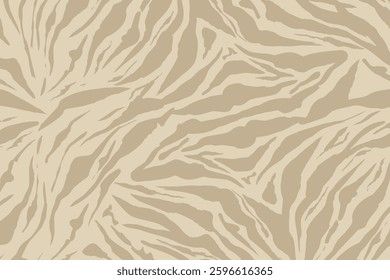 Seamless zebra pattern with abstract wavy lines in beige tones. Perfect for fabric, wallpaper, textile, and fashion design.
