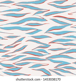 Seamless zebra pattern. Artistic animal skin texture. Abstract geometric vector hand drawn illustration, 