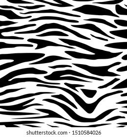 
Seamless zebra pattern. Stylish print for the fashion industry. Black stripes on a white background.