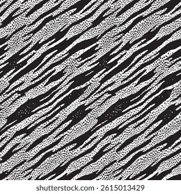 Seamless Zebra Print Pattern for Textile Print and Fabric, Black and White Animal Skin Design