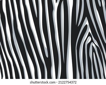 Seamless zebra skin pattern. Abstract background of dark stripes on a light background. Print on fabric, on textiles. Vector illustration