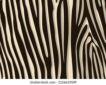 Seamless zebra skin pattern. Abstract background of dark stripes on a light background. Print on fabric, on textiles. Vector illustration