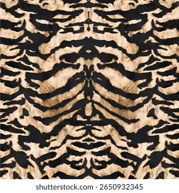 Seamless zebra skin pattern with abstract hand drawn art wild leopard animal tiger skin background elements isolated in black and beige colors