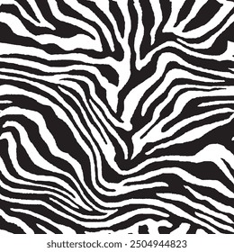 Seamless zebra skin pattern with isolated abstract hand drawn art wild leopard animal tiger skin background elements in black and white colors