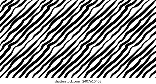 Seamless zebra stripe pattern,black on white background.Vector illustration.