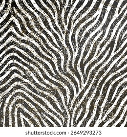 Seamless zebra stripe vector pattern with elegant gold accents, combining classic black-and-white animal print with a luxurious twist