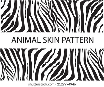Patrón de rayas de cebra sin foco, diseño de impresión de piel animal, fondo negro y blanco de textura, ilustración vectorial abstracta.