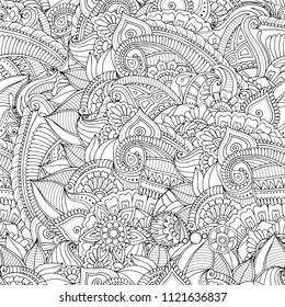 Seamless zentangle doodle seamless pattern in adult coloring book style