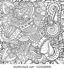 Seamless Zentangle Doodle Seamless Pattern Adult Stock Vector (Royalty ...