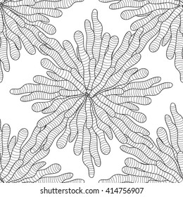 Seamless zentangle seaweed wave hand drawn pattern, waves background seamlessly tiling.Can be used for wallpaper, pattern fills, web page background,surface textures. Adult Coloring.