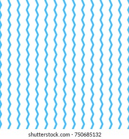 Seamless zig zag background. Abstract geometric vector pattern with vertical blue zigzag lines on white backdrop. EPS10. 