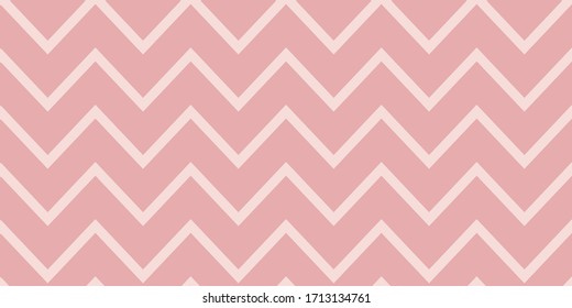 Seamless Zig Zag Chevron Pattern In Vector Illustration. Pink And Rose Pastel Colors Cute Simple Design For Scrapbooking Wallpaper Textile Craft Paper. Muted Illustration Colors For Aesthetic.