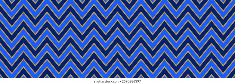 Seamless zig zag chevron pattern. Blue geometric background for design textile, fabric swatch, scarf cloth, print template. Navy color repeating wallpaper. Vector masculine backdrop