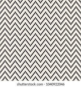 Seamless Zig Zag Geometric Pattern. Classic Black And White Chevron Lines Tiling.