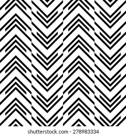 Seamless Zig Zag Pattern. Abstract  Black and White Background. Vector Regular Texture