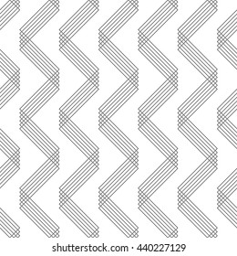 Seamless Zig Zag Pattern. Abstract  Black and White Background. Vector Regular Thin Line Texture