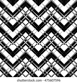Seamless Zig Zag Pattern. Abstract  Black and White Background. Vector Regular Texture