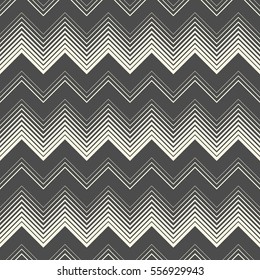 Seamless Zig Zag Pattern. Abstract Monochrome Background. Vector Regular Texture. Minimal Geometric Stripe Wallpaper