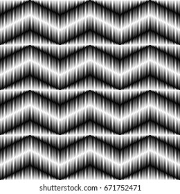 Seamless Zig Zag Pattern. Abstract Monochrome Background. Vector Regular Texture. Minimal Geometric Stripe Wallpaper
