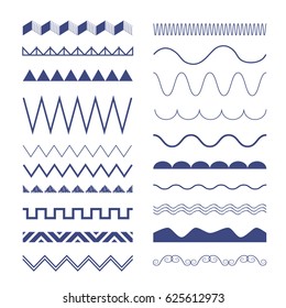 Seamless zig zag and wave lines. Graphic design elements